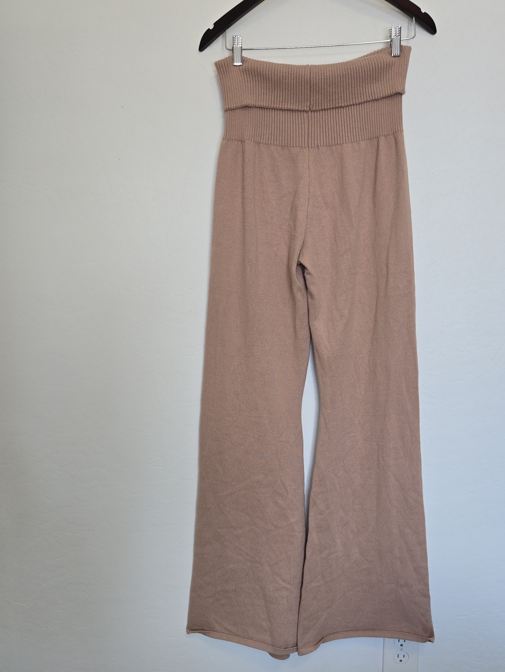 FLORENCE BY MILLS Barre Foldover Wide Leg Pants Brown Pull On Neutral Size L - Picture 6 of 12